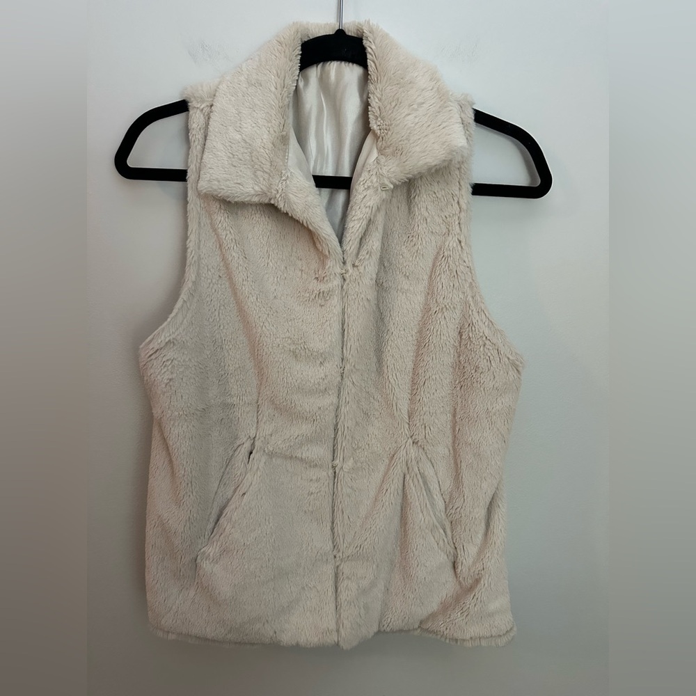 Cejon Faux Fur Vest Jacket Small Cream Like New